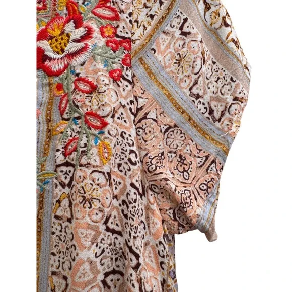 Savanna Jane Boho-Chic V Neck Embroidered T-Shirt Dress 100% Rayon Size S - Picture 9 of 16